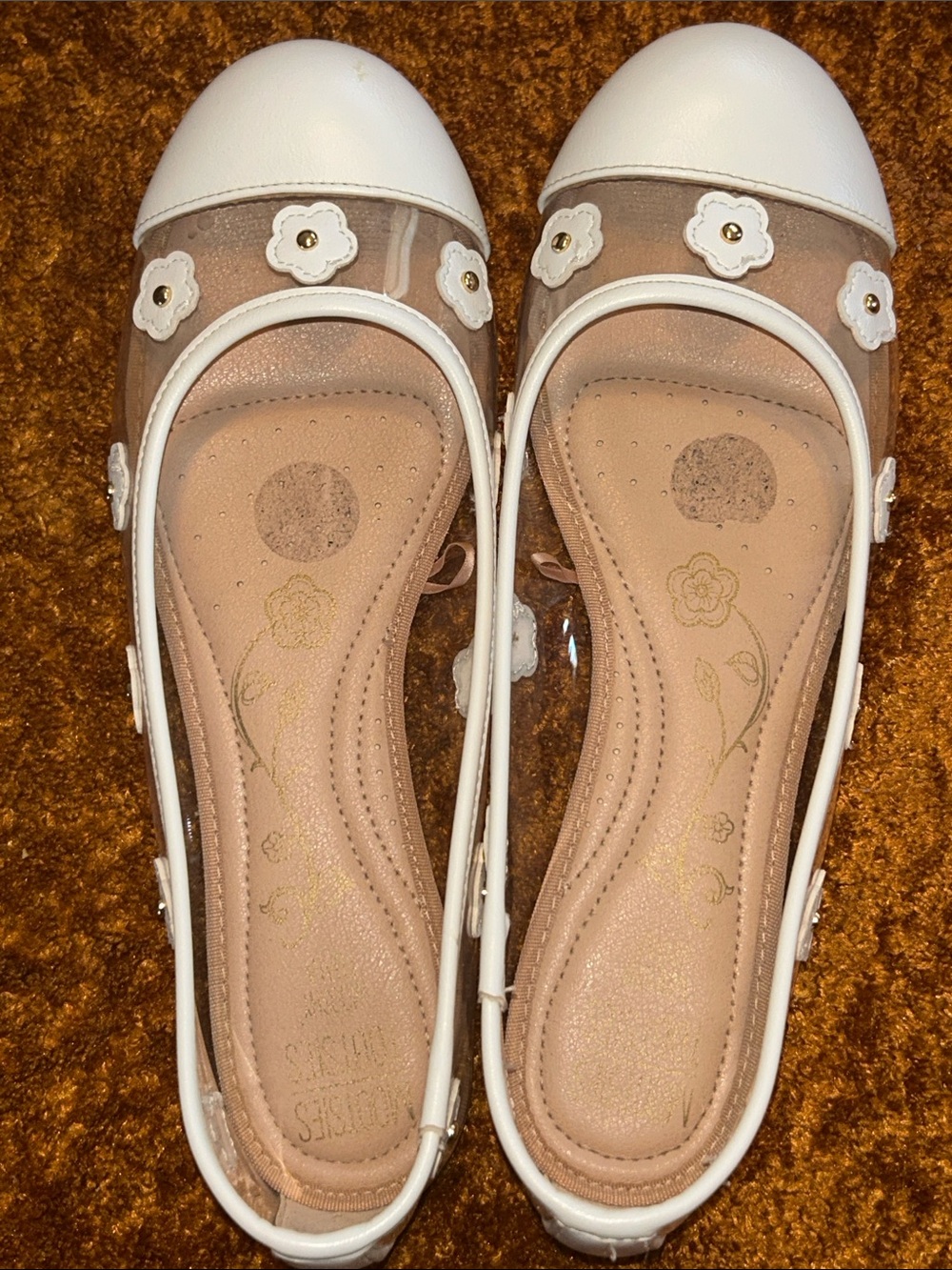 Mootsies Tootsies White and Clear Floral Cap-Toe Ballet Flats - Picture 4 of 5